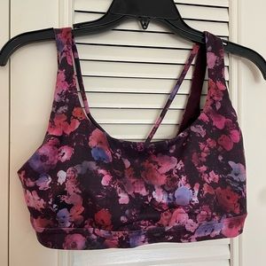 Athleta sports bra - mixed pattern, purple/pink